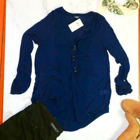 Lucky Brand Tops - Lucky Brand Roll-Tab Knit Blouse
